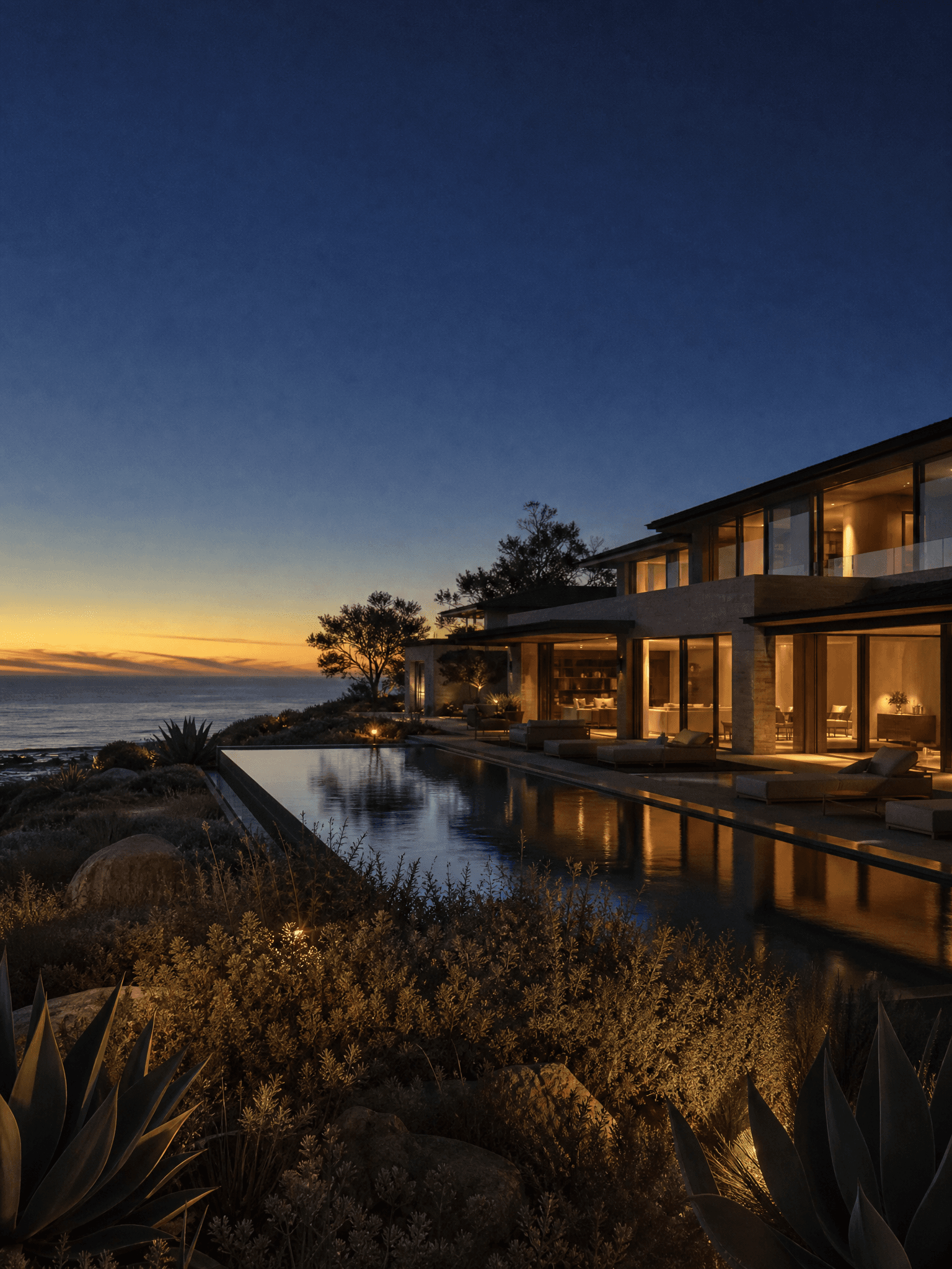 Malibu Villa — at dusk — Malibu, California